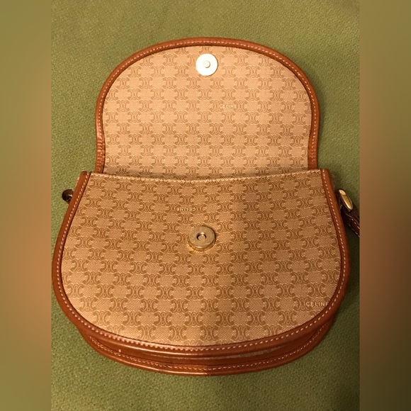 Vintage Celine Monogram All Over Print Leather Trim Crossbody Bag - Picture 8 of 16